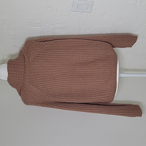 Moon & Madison Sweater Pullover Cropped Cowl Neck Knitted Chunky Relaxed Brown L - Picture 8 of 14